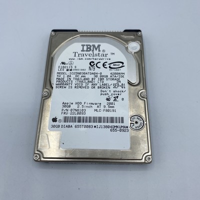 Bootable MacOS 2.5'' ATA IDE Hard Drive 30GB IBM Travelstar Apple OS 9 OS X