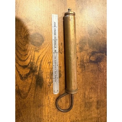 Antique Brass Grease Gun Vintage Industrial Oiler Syringe Iron Loop Handle 8.5''