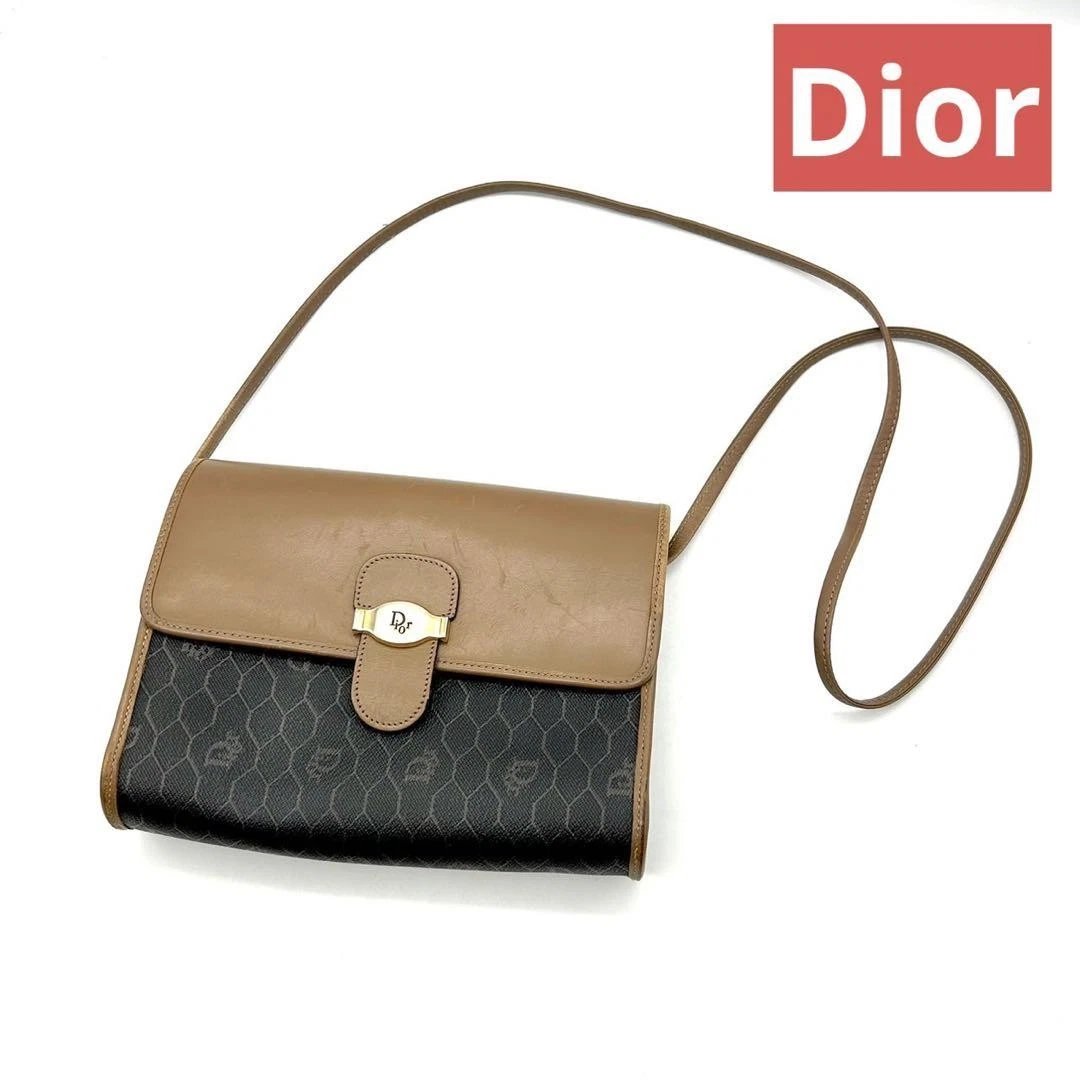 Sac à bandoulière Christian Dior vintage nid d'abeille bicolore