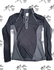 Second Skin Running Athletic Gym top long sleeved half zip black gray Size Small
