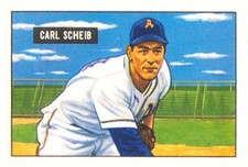 1986 Card Collectors Company 1951 Bowman Reprint #83 Carl Scheib NM-MT Athletics