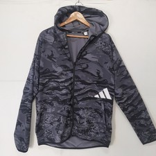 Adidas Men's Small Freelift 3 Bar Camo Full Zip Training Hoodie Black