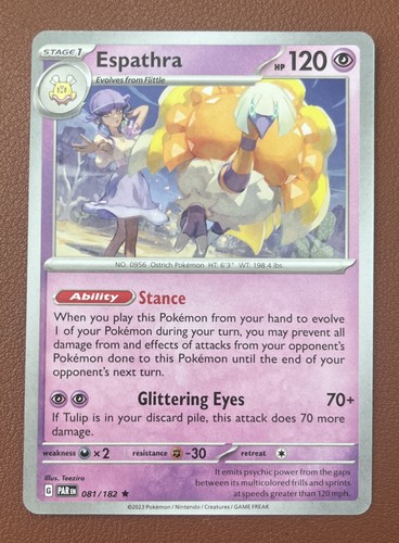 Espathra - 81/182 Non-Holo Rare Deck Exclusives Pokemon Paradox Rift - NM