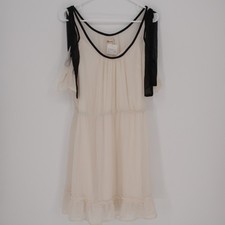 Olsenboye NWT Women's Cream Cold Shoulder Ruffle Trim Mini Dress Size L