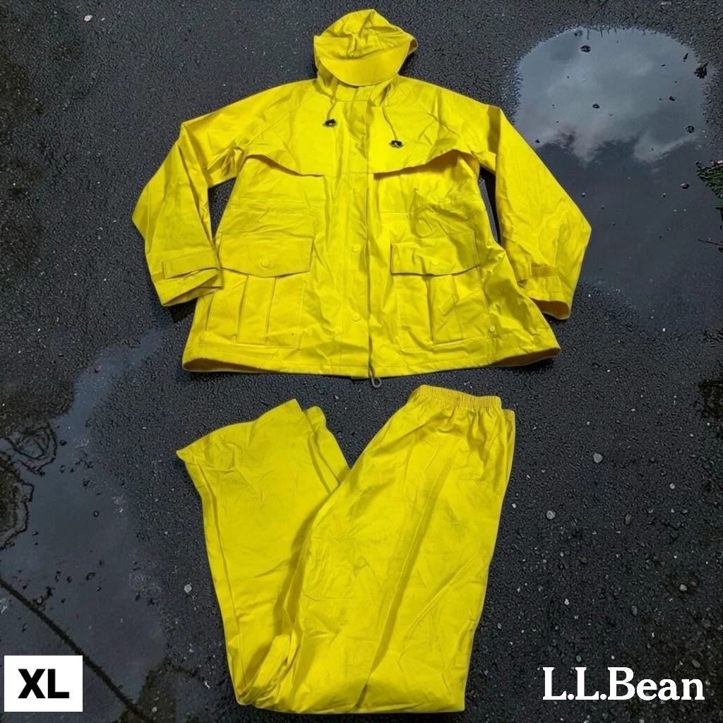 Vintage 90s LL Bean Rain Jacket Pants Set Womens XL Yellow Lined Anorak Hooded
Opens in a new window
