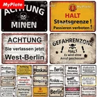 Vintage ACHTUNG HALT War Plaque Tin Metal Signs Home Décor Wall Art 8x12