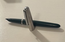 Vintage Parker 21 Fountain Pen w/ Green Barrel + Chrome Cap + Octanium Nib