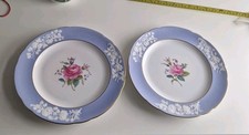 Pair of Vintage Spode Maritime Rose Blue Dinner Plates R4118 - 10.75" Excellent