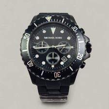 NEW Michael Kors Everest Black Silicone Link Mens Chronograph Watch MK8980 NWT