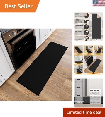 Elegant 2'2'' x 6' Stain-Resistant Black Hallway Runner   Ideal for High Traffic