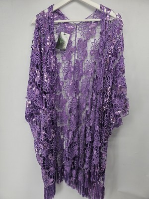 Womens Afro Centric Network Cardigan Sequin Purple One Size