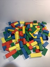 Lot Of 115 Colorful Wooden Blocks Building Toys Many shapes and sizes