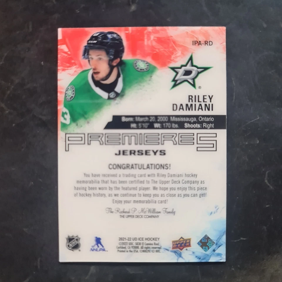 2021-22 Upper Deck Ice Ice Premieres Jerseys #IPARD Riley Damiani - Bild 2 von 2