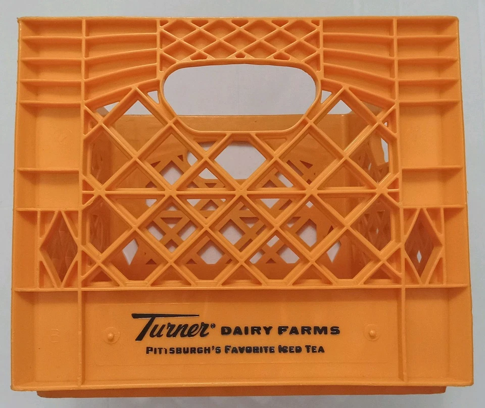 Vintage Turner Farms Orange Plastic Milk And Iced Tea Crate. Great Condition - Image 2 of 4