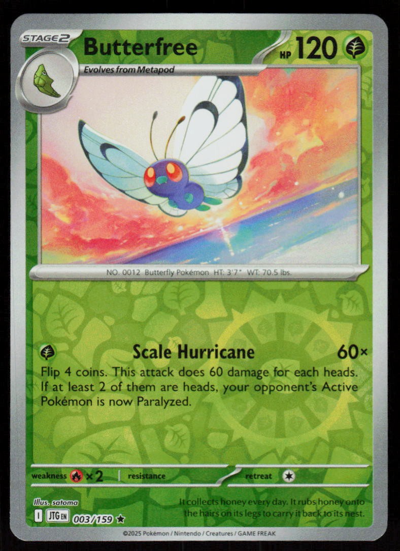 Butterfree 003/159 Rare Journey Together Pokemon Reverse Holo Near Mint
