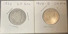 Lot Of 2 Liberty Quarters- Various Years (1892 & 1909-D)