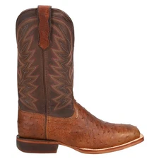 Durango Full Quill Ostrich Embroidered Square Toe Pull On Cowboy  Mens Brown Dre