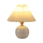 USB Retro Pleated Bedside Lamp Table Cute Desk Lamp for Bedroom Girl5557
