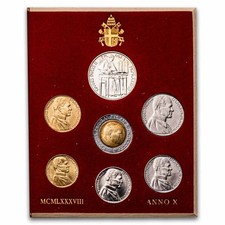 1988 Vatican City Pope John Paul II 7-Coin Set BU (OGP)