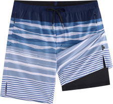 Mens Swim Trunks 9" with Zipper Pockets, Quick Dry Board Shorts, 4-Way Stretch C