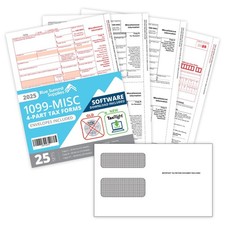 Blue Summit 25 1099 Misc Forms 2025 with Tax Right Software, 4 Part Forms, 25...