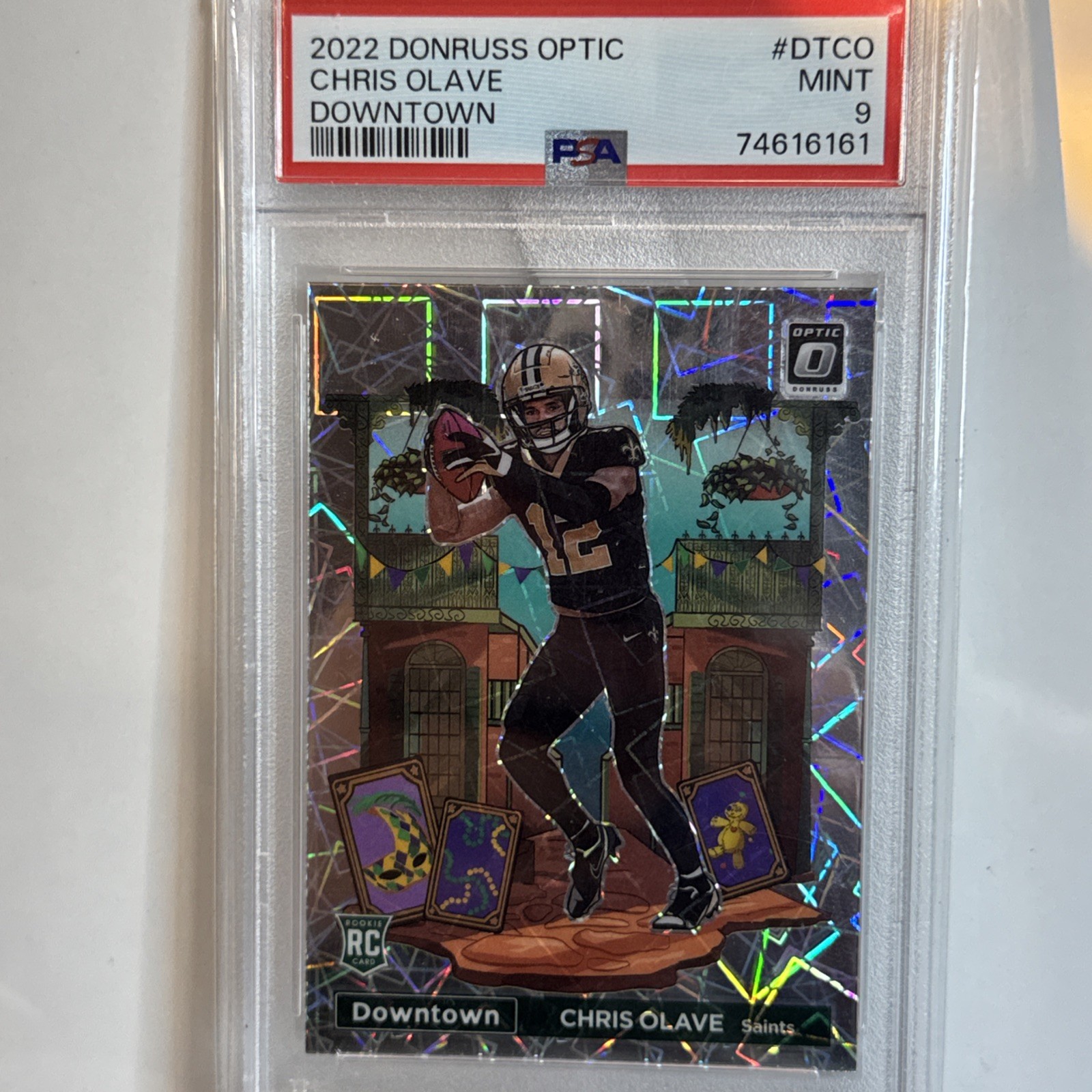 Chris Olave  2022 OPTIC DOWNTOWN ROOKIE Lazer RC PSA 9  SSP
