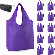 Purple Reusable Shopping Bags for Groceries 10 Pack Reusable Grocery Bags Washab