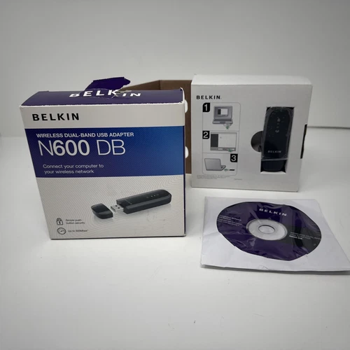 BELKIN N600 DB, Dual-Band Wi-fi, Wireless USB Adapter Open Box