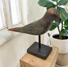 Vintage Wooden Bird Figurine Original Old Hand Carved Painted