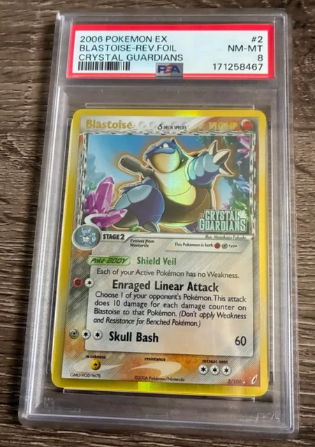 2006 Pokemon EX Crystal Guardians #2 Blastoise Reverse Foil PSA 8 NM-MT