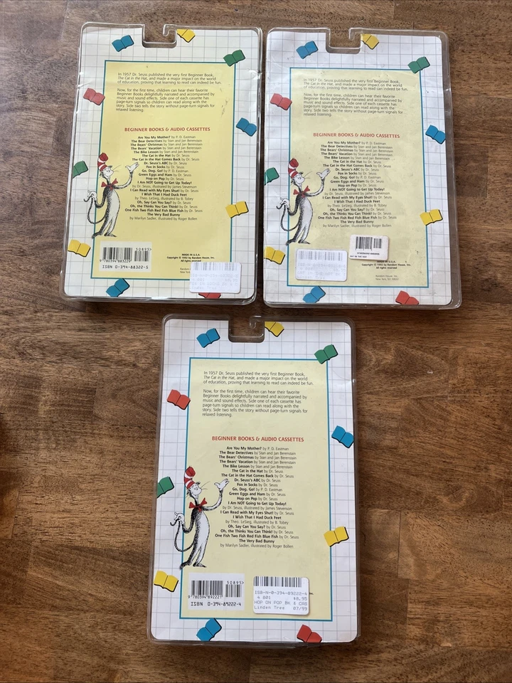 Dr. Seus - VINTAGE READ ALONG SET - CAT IN HAT / FOX IN SOCKS / HOP ON POP - NEW - Image 2 of 2