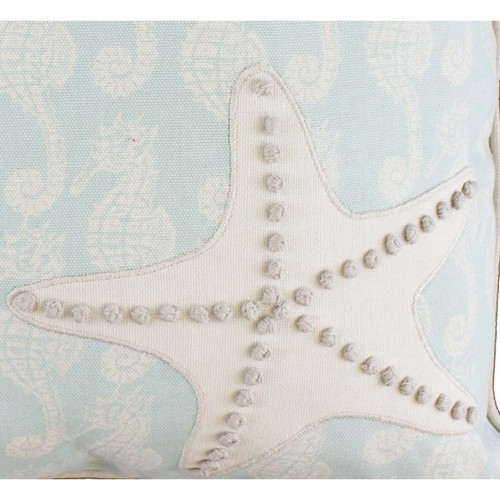Light Powder Blue Seahorse & Starfish Accent Throw Pillow, 16" x 18" - Picture 2 of 2