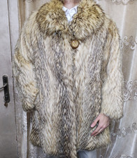 Vintage Luxury genuine Arctic Marble smokey Fox fur fluffy coat M 10 40