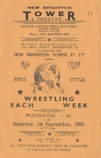 NEW BRIGHTON TOWER THEATRE WRESTLING PROGRAMME 1956 COUNT BARTELLI WALLASEY