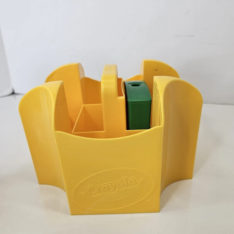 Crayola Crayon Marker Caddy YellowPlastic Storage Organization W/ Sharpener  - Image 3 of 4