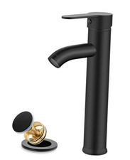 Vessel Sink Faucet Single Handle Tall Bathroom Faucet 1 Hole Deck Matte Black