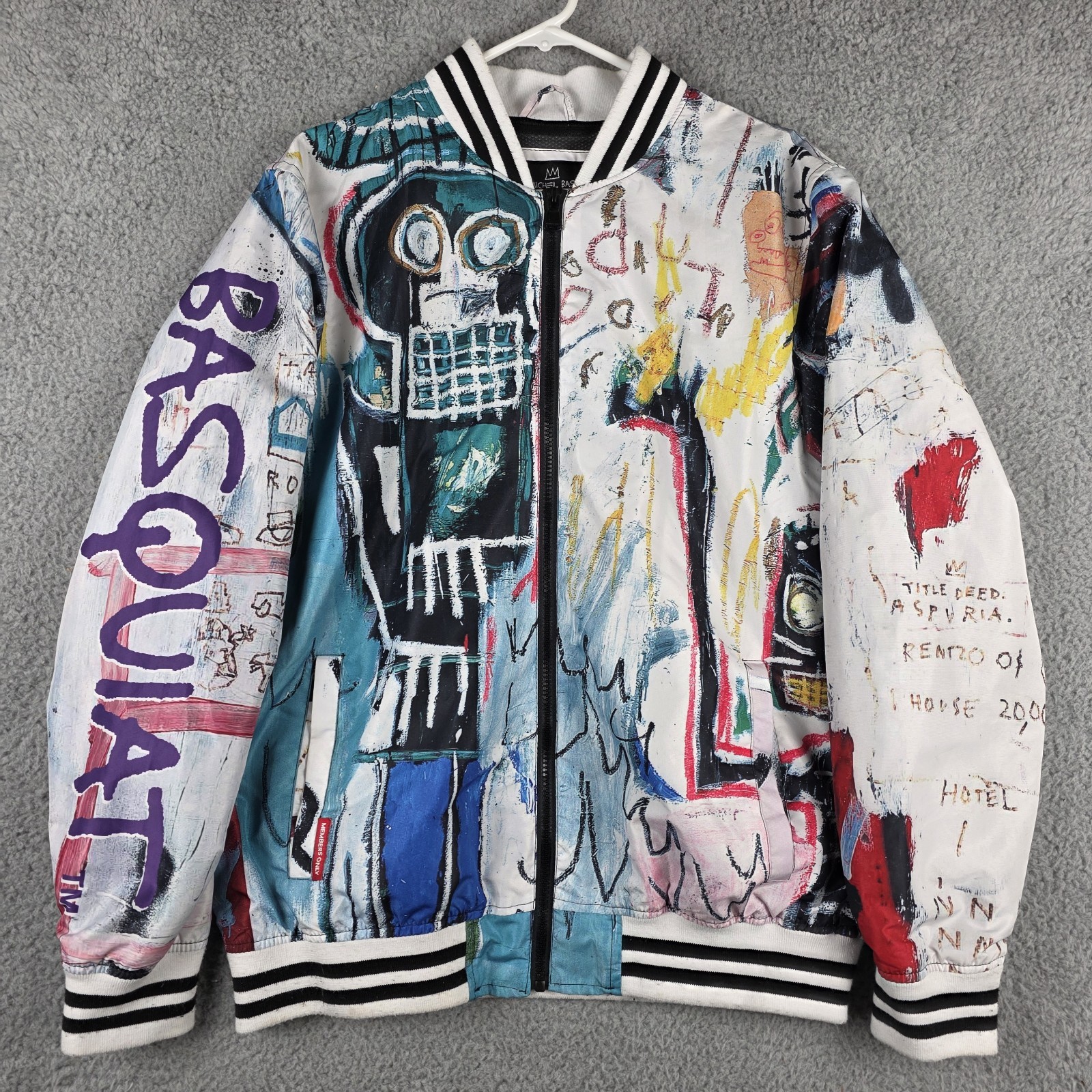 Vintage Members Only Jacket Mens Large Fit Jean Michel Basquiat Collab Bomber