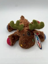 New Mary Meyer Plush Lil Mossy Moose 6" Brown Blue Red Spots Knit Tummy Tags