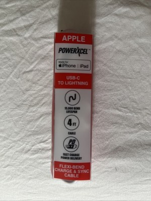 PowerXcel 4 Ft USB Type-C to Apple Cable 30W FastCharge Sync