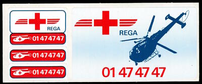 Advertising Stickers - Rega Swiss Air Rescue - 13x5cm - Vintage 80s