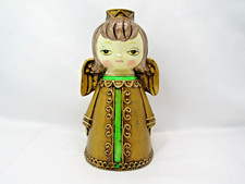 Vintage Dickson Christmas "Annoyed" Angel Taper Candle Holder 7.5  Tall 1960s