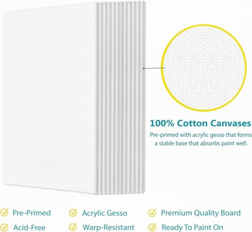 Canvases for Painting - 9x12 12 Pack Art Paint Canvas Panels Set Boards - Picture 3 of 8