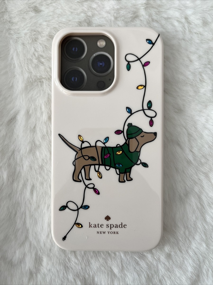 New Kate Spade Claude Dachsund Dog Holiday Lights iPhone 13