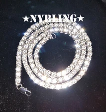 14K Gold Silver Plated Tennis Chain Choker ICED CZ Hip Hop Necklace 5MM Jewelry