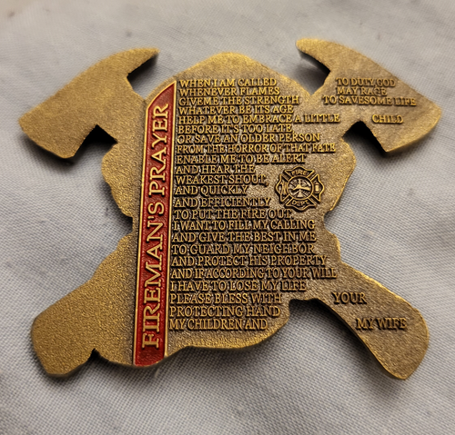 Fire mans Prayer Coin Fighter Challenge Medal Service US Flag Americana God Old - Bild 17 von 23