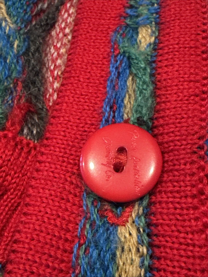 VTG Purely Australian Coogi Style 3D Wool Knit Sweater Vest Size L Red Tones - Image 4 of 4