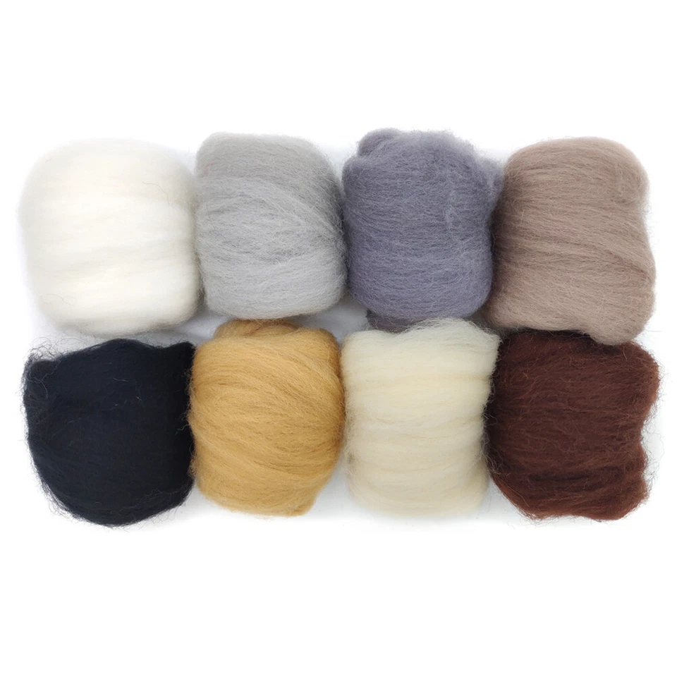 8 Pack Needle Felting Wool Roving 10g x 8 Colors 80g Merino Wool 19 Microns (B) - Image 2 of 4