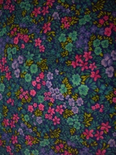 45" 100% floral fabric "Spring flowers on blue" by Fabric Traditions