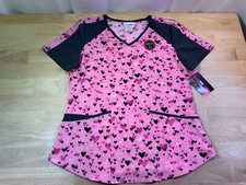 New Women's Scrub Star Scrub Top Pinks  Gray with Hearts--Nice Looking  