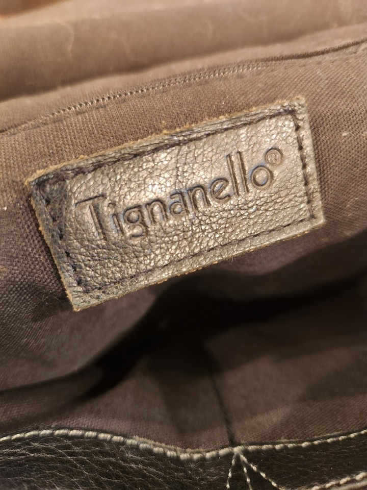 Tignanello Black Leather Fold Over Saddlebag Purse Handbag eBay